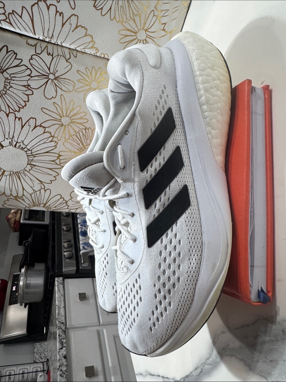 Adidas Supernova Running Shoes Mens 8 White Good Cushioned Mesh Sneakers